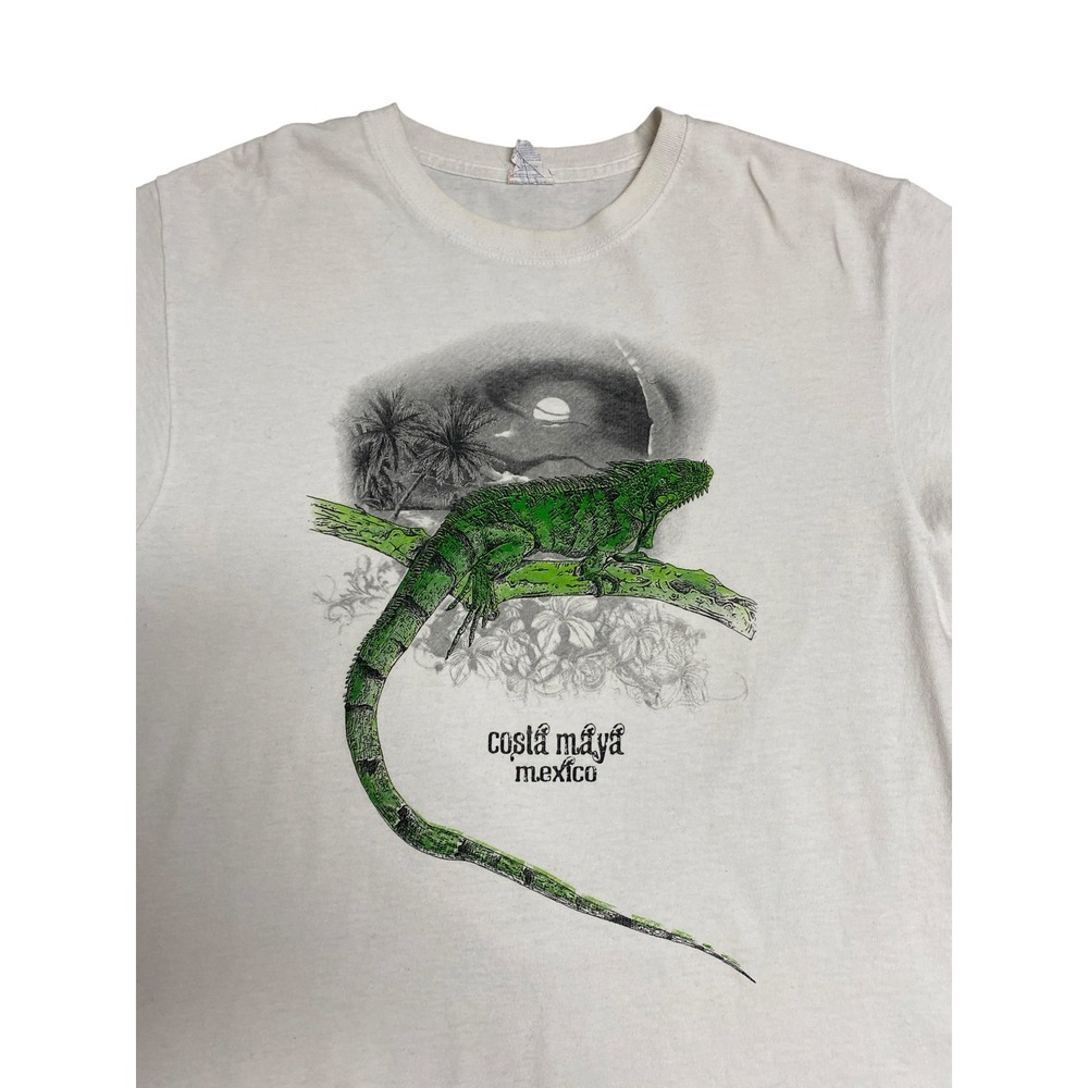 Vintage Costa Maya Mexico Iguana white  T-Shirt Size M